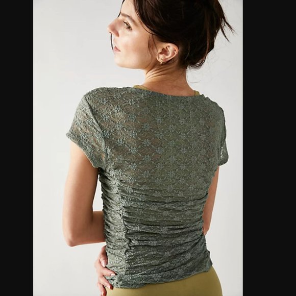 Sold out Free People NWOT Keep It Simple Lace Baby Tee in Black- Size XS - Picture 8 of 8